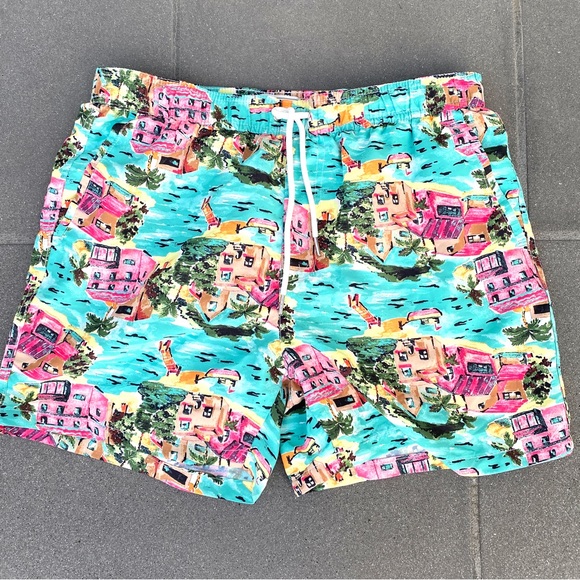 FOREVER 21 mens swim trunks board shorts bathing suit tropical print NEW L men’s - Picture 9 of 9